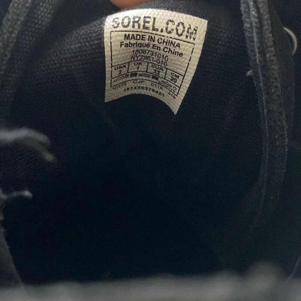 Sorel Girks Black Leather Combat Boots Lace Up Side Zip Youth Sz 2